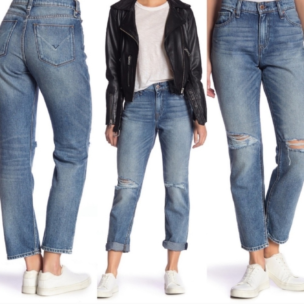 Hudson Jessi‎ Crop Boyfriend Jeans Ripped Sz 29